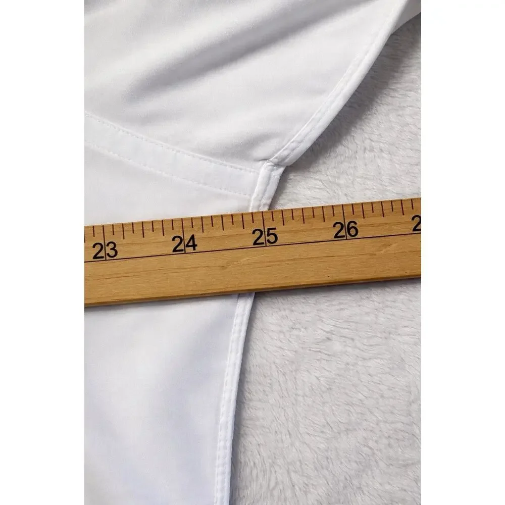 Christian Dior Mens 17x34 White Designer Dress Shirt Concealed Hidden Button - Picture 12 of 16